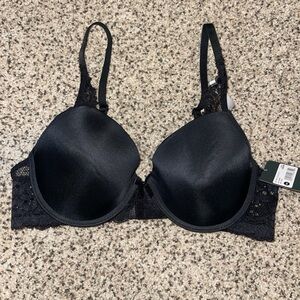 Laura Ashley Bra Size 36C Black Underwired Lined Adjustable Straps Lace Lingerie